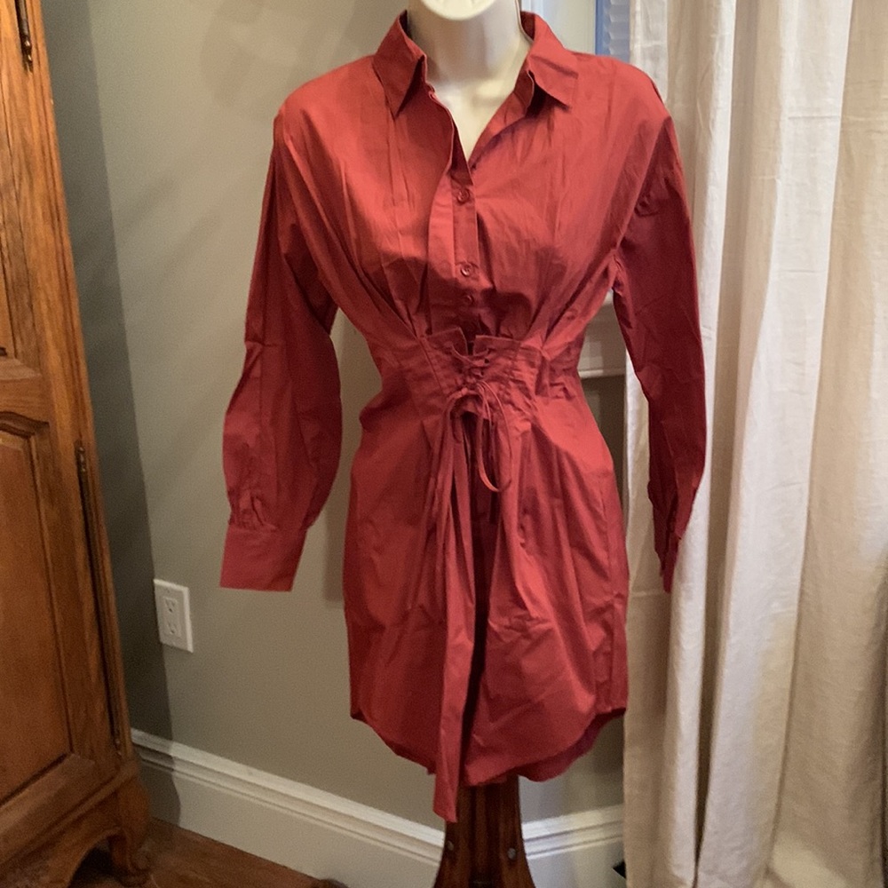 Forever 21 Shero Lace-Up Collared Dress